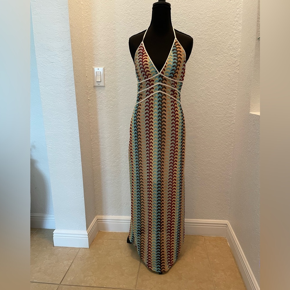 Multicolor Halter Maxi Dress